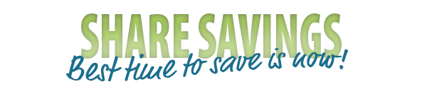Green "share savings" banner