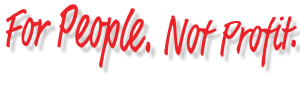 TagLine_warped_dropshadow Red "For People. Not Profit." banner