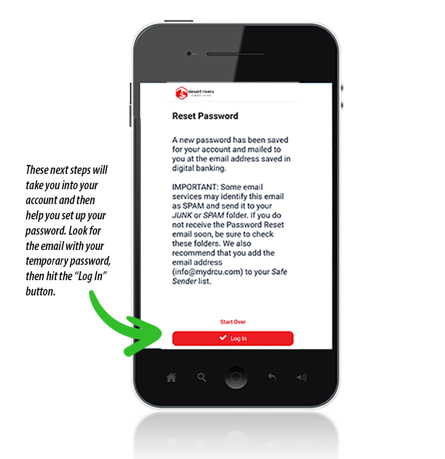 Screenshot of mobile banking app