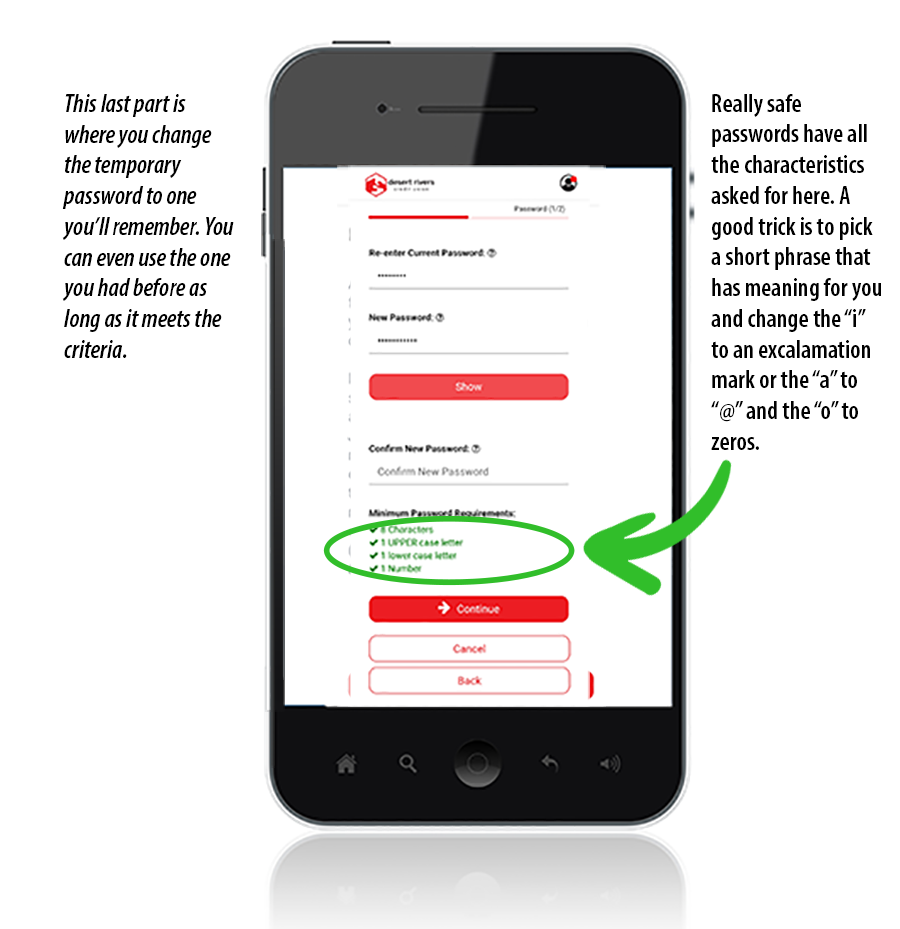 Screenshot of mobile banking app