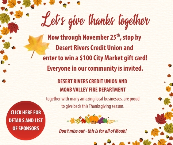 Let's give thanks together ad with fall leaves