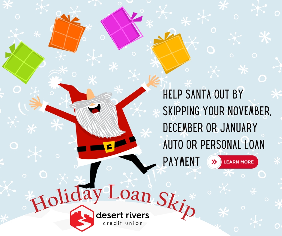 Santa juggling 4 colorful packages.